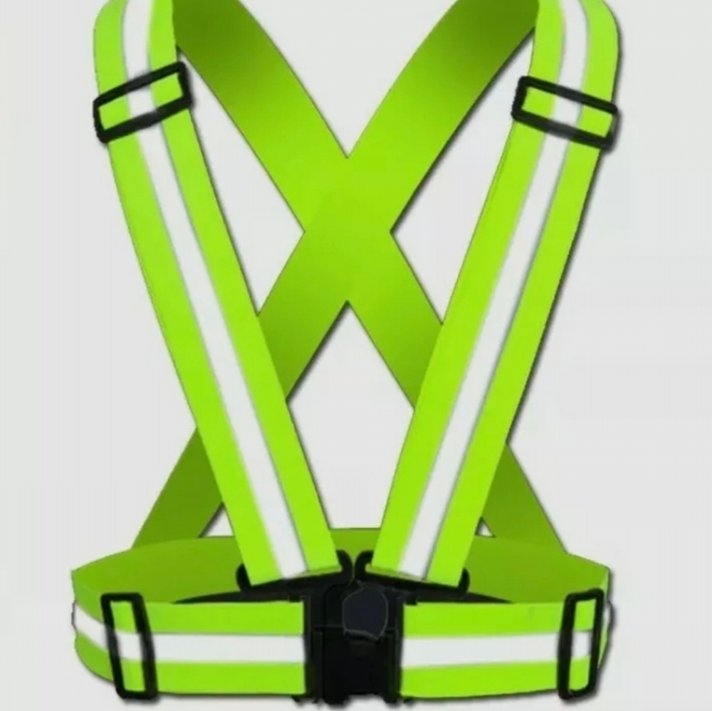 Green Running High Visibility Reflective Safety Vest Gear Strap Belt